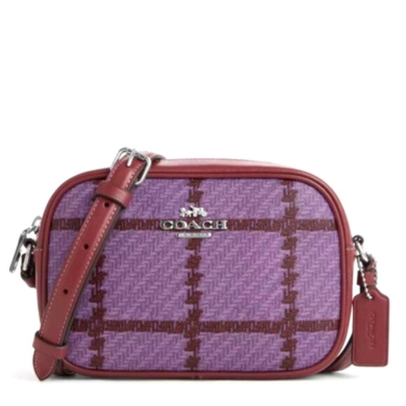 COACH Mini Camera Bag With Plaid Print - Picture 1 of 15